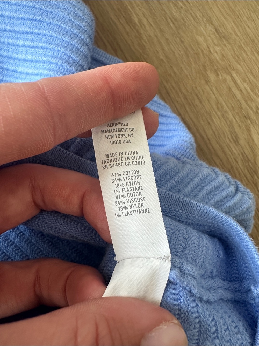 Aerie Offline Light Blue Ribbed Crewneck Women's Top - Picture 5 of 6